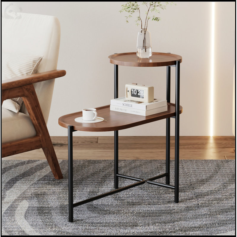 George Oliver Small Coffee Tables 2 Tier Modern Sofa Side Table With Wood Storage Shelf Living Room End Tables Nightstands Wayfair